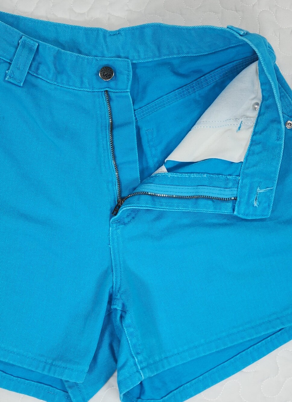 VTG 28 Lee Utility Shorts Rivet Dungarees Turquoise Blue 90s Y2K Hammer Loop - Picture 4 of 8